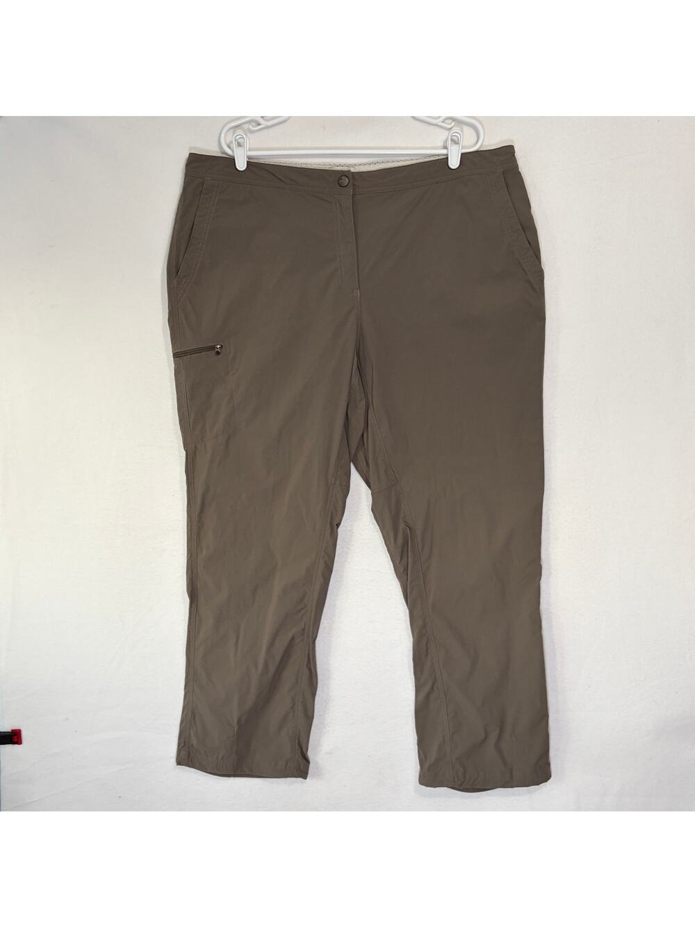 LL. Bean Pants Womens 20W Brown Hiking Outdoor Adjustable Waist Loud Fabric